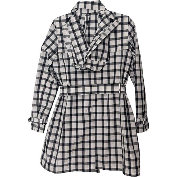 Jane Post Taffeta Buffalo Check Double Breasted Trench Rain Coat (XS) - Picture 8 of 14